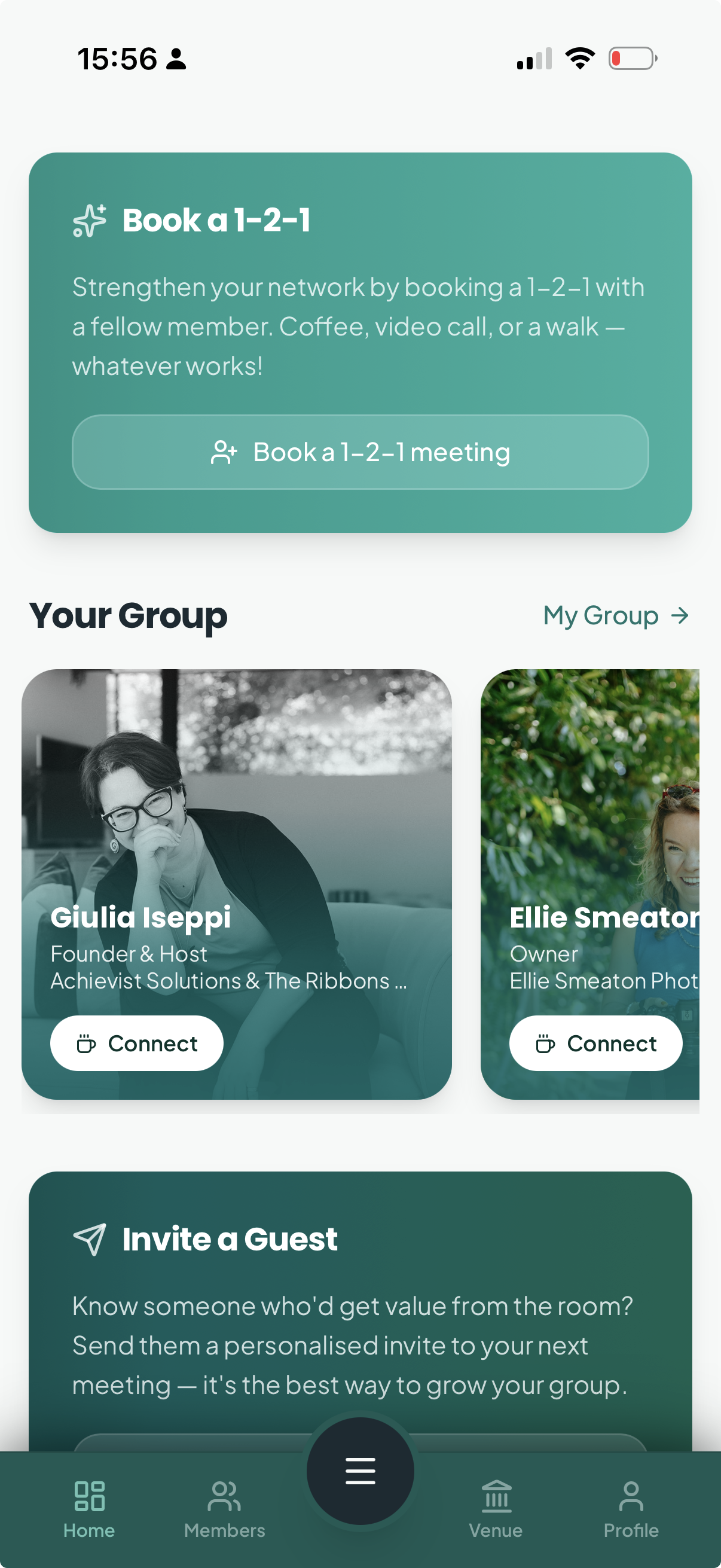 Your group and members in the Ribbons app